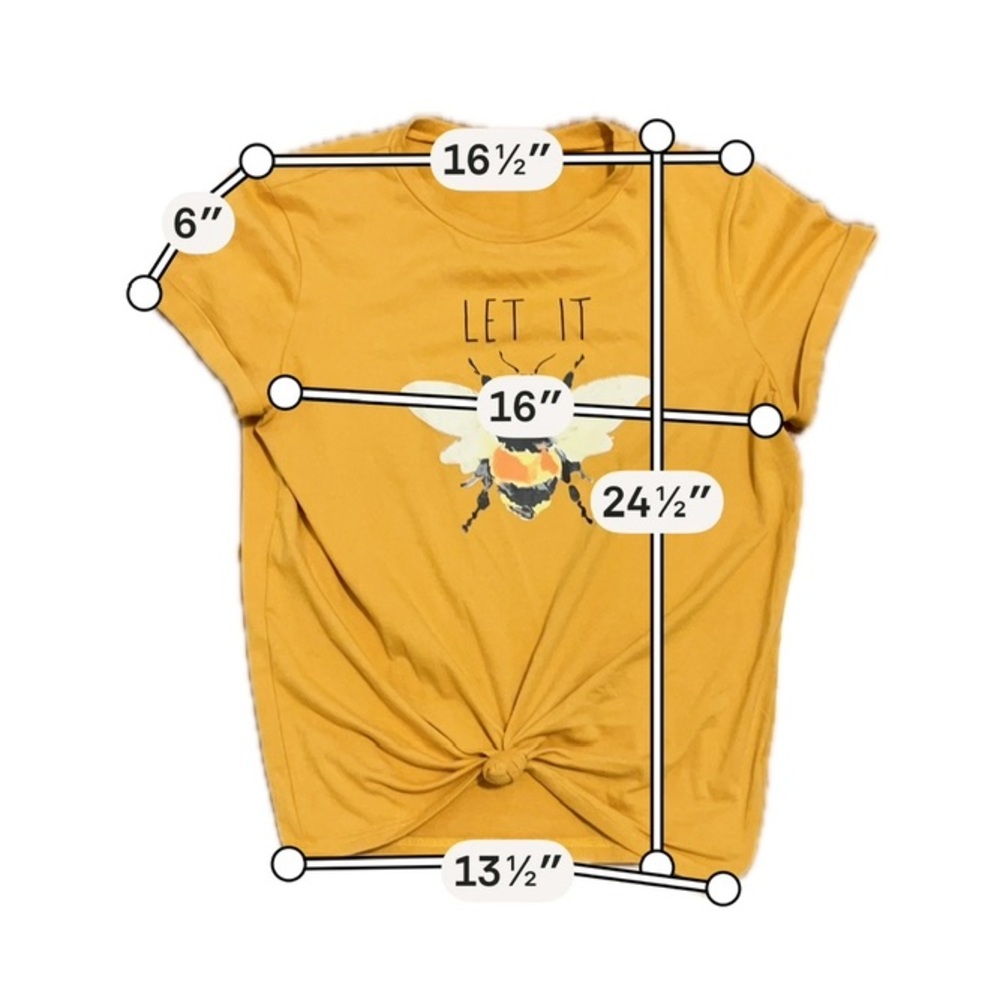 Mustard Bee Graphic Let It Bee Tee Knot Front Stretch Medium - Picture 6 of 6